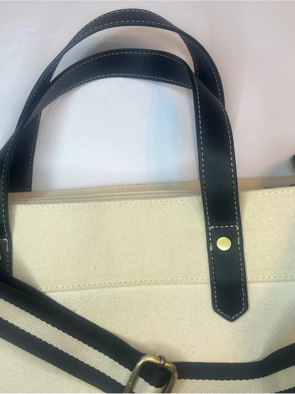 Missnine Canvas Tote Laptop Bag with Black Trim - Neutral
